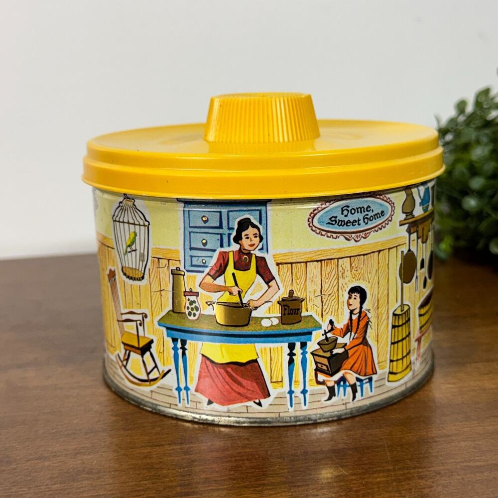 Vintage Tin Mrs Leland's Old Fashioned Butter Bits 1958 Canister Country Store